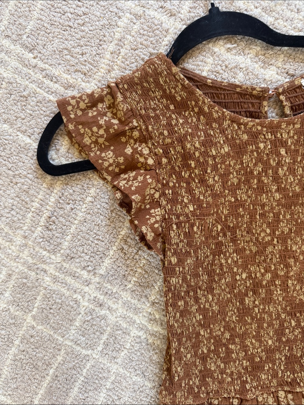 Brown Floral Tiered Midi Dress - Picture 3 of 3